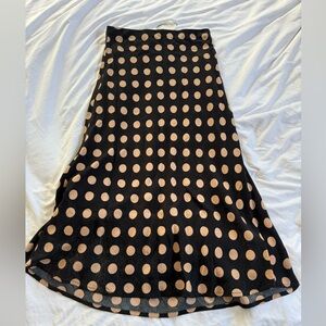 FLAWLESS Black and Tan Polka Dot A-Line Skirt Small